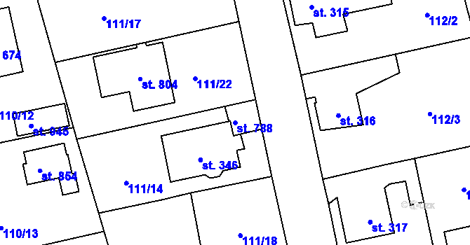 Parcela st. 788 v KÚ Dušníky u Rudné, Katastrální mapa