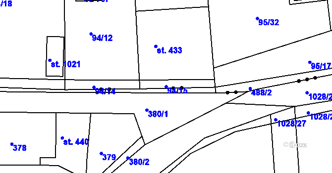 Parcela st. 94/15 v KÚ Dušníky u Rudné, Katastrální mapa