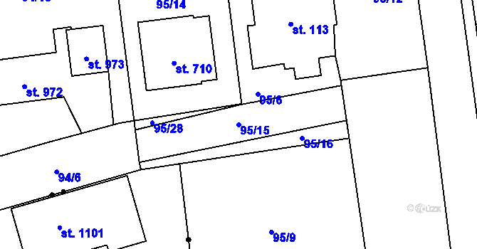 Parcela st. 95/15 v KÚ Dušníky u Rudné, Katastrální mapa