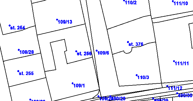 Parcela st. 109/6 v KÚ Dušníky u Rudné, Katastrální mapa