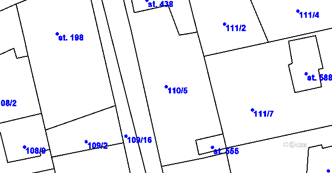 Parcela st. 110/5 v KÚ Dušníky u Rudné, Katastrální mapa