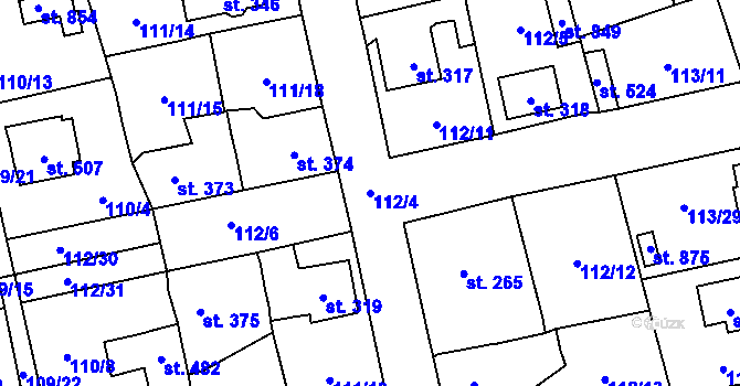 Parcela st. 112/4 v KÚ Dušníky u Rudné, Katastrální mapa