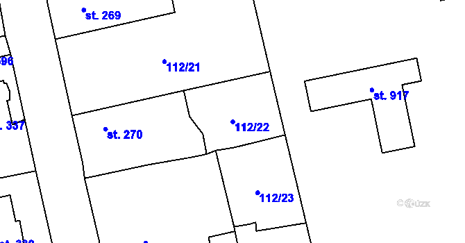 Parcela st. 112/22 v KÚ Dušníky u Rudné, Katastrální mapa