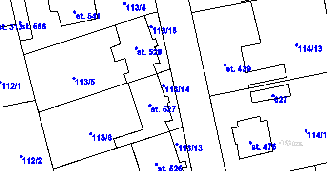 Parcela st. 113/14 v KÚ Dušníky u Rudné, Katastrální mapa