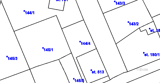 Parcela st. 144/4 v KÚ Dušníky u Rudné, Katastrální mapa