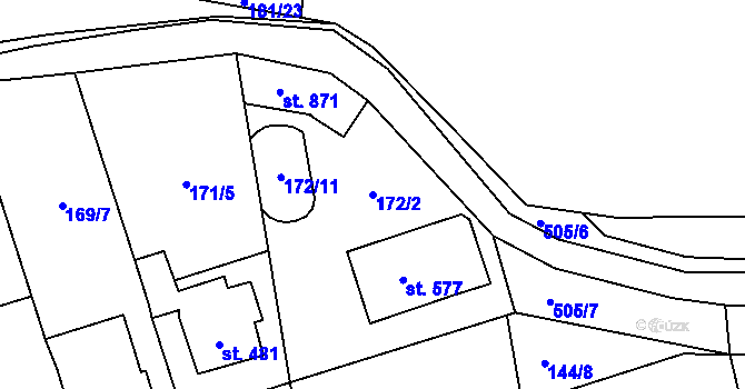 Parcela st. 172/2 v KÚ Dušníky u Rudné, Katastrální mapa