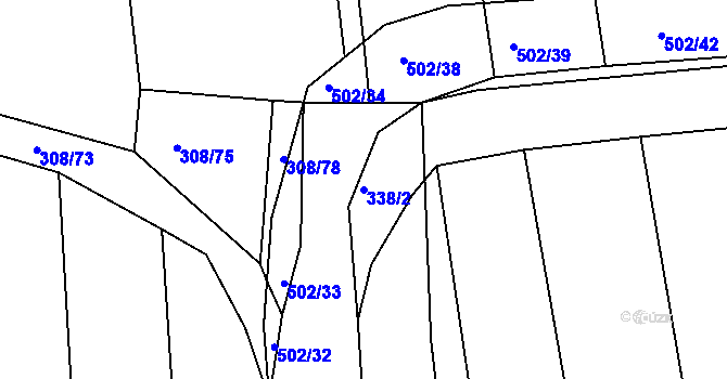 Parcela st. 338/2 v KÚ Dušníky u Rudné, Katastrální mapa