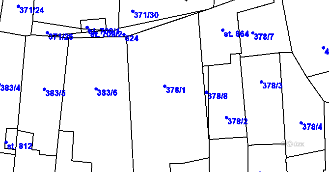 Parcela st. 378/1 v KÚ Dušníky u Rudné, Katastrální mapa
