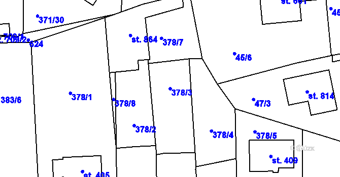 Parcela st. 378/3 v KÚ Dušníky u Rudné, Katastrální mapa