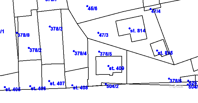 Parcela st. 378/5 v KÚ Dušníky u Rudné, Katastrální mapa