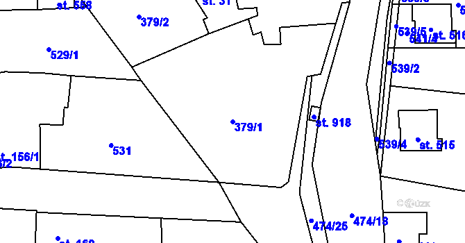 Parcela st. 379/1 v KÚ Dušníky u Rudné, Katastrální mapa