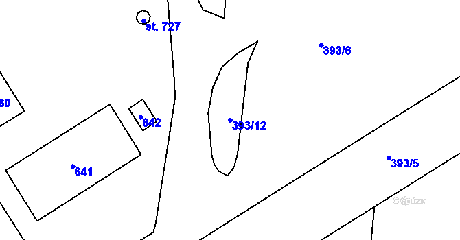 Parcela st. 393/12 v KÚ Dušníky u Rudné, Katastrální mapa