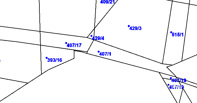 Parcela st. 407/1 v KÚ Dušníky u Rudné, Katastrální mapa