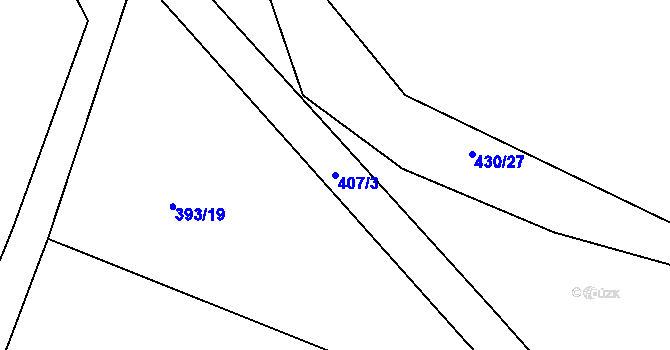 Parcela st. 407/3 v KÚ Dušníky u Rudné, Katastrální mapa