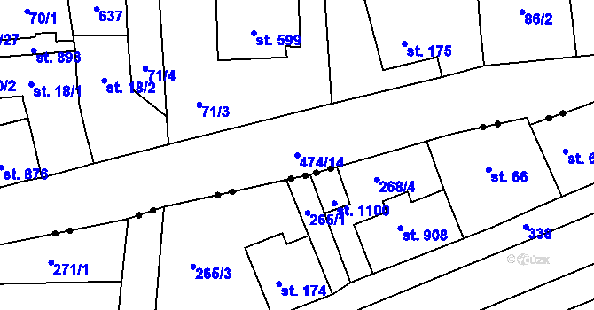 Parcela st. 474/14 v KÚ Dušníky u Rudné, Katastrální mapa