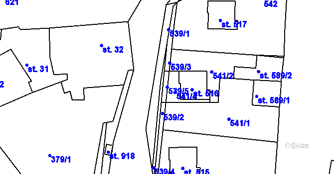 Parcela st. 539/5 v KÚ Dušníky u Rudné, Katastrální mapa