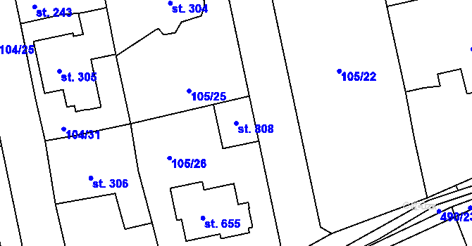 Parcela st. 808 v KÚ Dušníky u Rudné, Katastrální mapa