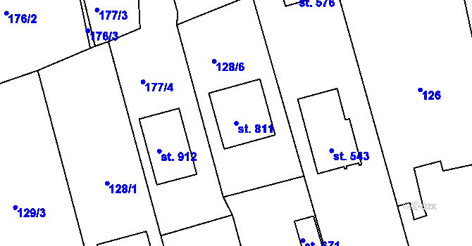 Parcela st. 811 v KÚ Dušníky u Rudné, Katastrální mapa