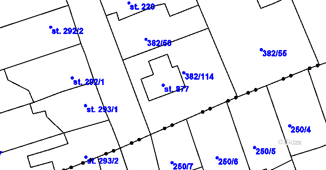 Parcela st. 877 v KÚ Dušníky u Rudné, Katastrální mapa