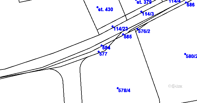 Parcela st. 577 v KÚ Dušníky u Rudné, Katastrální mapa