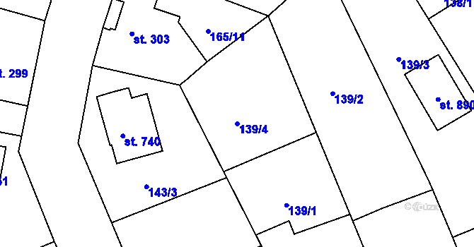 Parcela st. 139/4 v KÚ Dušníky u Rudné, Katastrální mapa