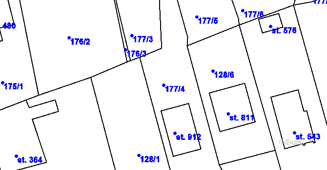 Parcela st. 177/4 v KÚ Dušníky u Rudné, Katastrální mapa
