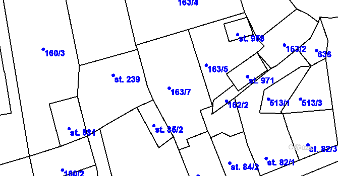 Parcela st. 163/7 v KÚ Dušníky u Rudné, Katastrální mapa