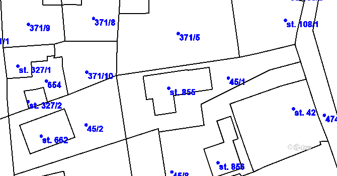Parcela st. 855 v KÚ Dušníky u Rudné, Katastrální mapa