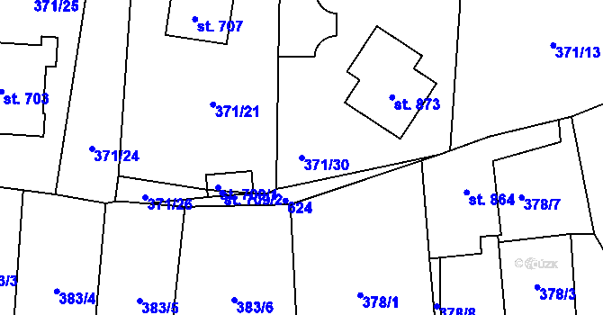 Parcela st. 371/30 v KÚ Dušníky u Rudné, Katastrální mapa