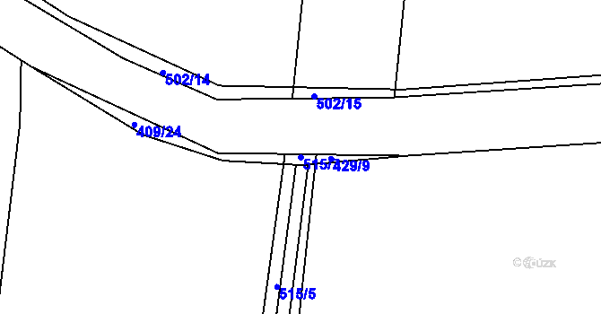 Parcela st. 515/7 v KÚ Dušníky u Rudné, Katastrální mapa