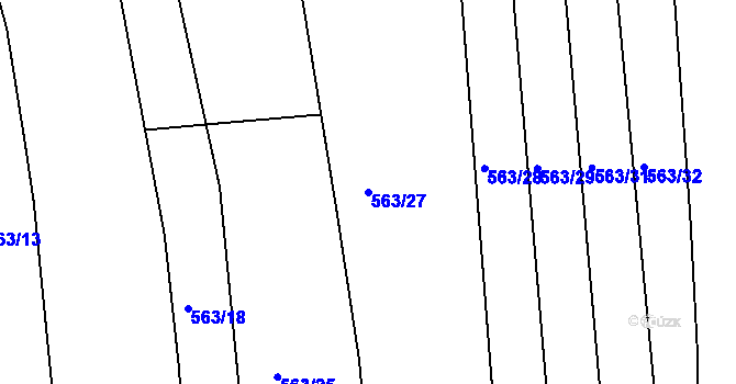 Parcela st. 563/27 v KÚ Dušníky u Rudné, Katastrální mapa