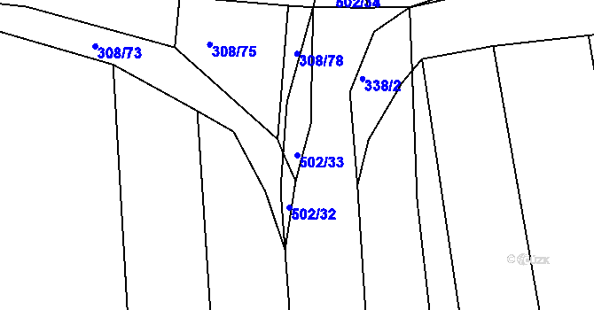 Parcela st. 502/33 v KÚ Dušníky u Rudné, Katastrální mapa