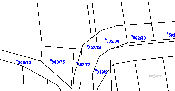 Parcela st. 502/34 v KÚ Dušníky u Rudné, Katastrální mapa