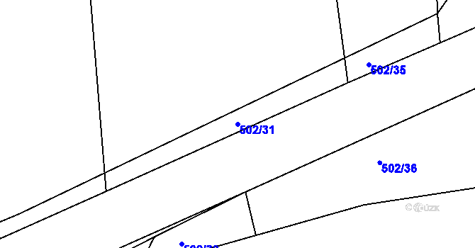 Parcela st. 502/31 v KÚ Dušníky u Rudné, Katastrální mapa