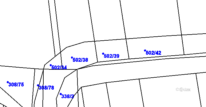Parcela st. 502/39 v KÚ Dušníky u Rudné, Katastrální mapa