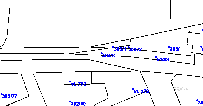 Parcela st. 504/8 v KÚ Dušníky u Rudné, Katastrální mapa