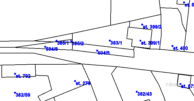 Parcela st. 504/9 v KÚ Dušníky u Rudné, Katastrální mapa