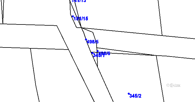 Parcela st. 498/6 v KÚ Dušníky u Rudné, Katastrální mapa