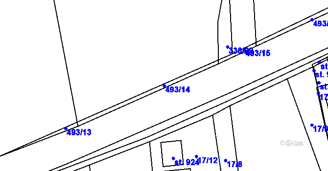 Parcela st. 493/14 v KÚ Dušníky u Rudné, Katastrální mapa