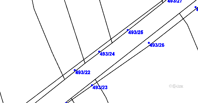 Parcela st. 493/24 v KÚ Dušníky u Rudné, Katastrální mapa