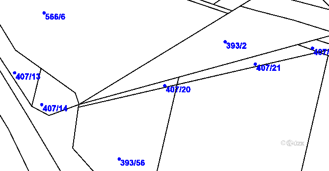Parcela st. 407/20 v KÚ Dušníky u Rudné, Katastrální mapa
