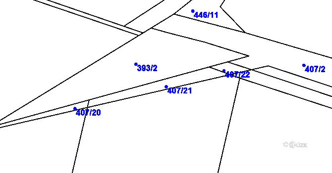 Parcela st. 407/21 v KÚ Dušníky u Rudné, Katastrální mapa