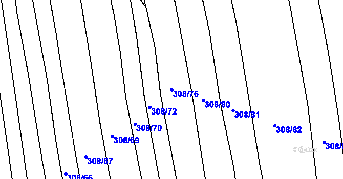 Parcela st. 308/76 v KÚ Dušníky u Rudné, Katastrální mapa