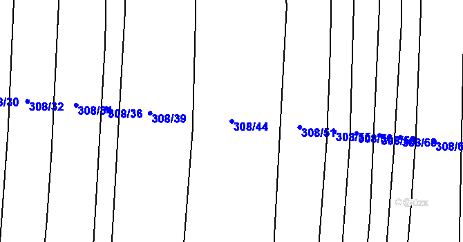 Parcela st. 308/44 v KÚ Dušníky u Rudné, Katastrální mapa