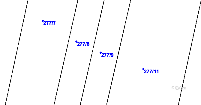 Parcela st. 277/9 v KÚ Dušníky u Rudné, Katastrální mapa