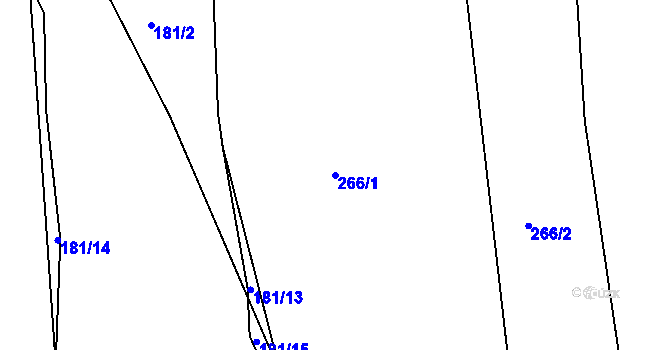 Parcela st. 266/1 v KÚ Dušníky u Rudné, Katastrální mapa