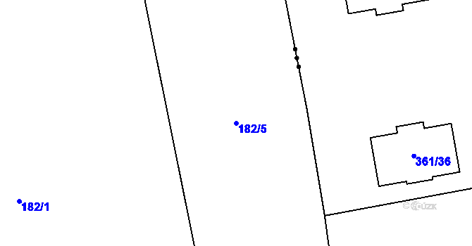 Parcela st. 182/5 v KÚ Dušníky u Rudné, Katastrální mapa