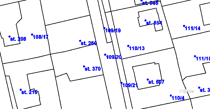 Parcela st. 109/20 v KÚ Dušníky u Rudné, Katastrální mapa