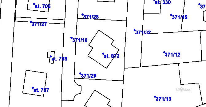 Parcela st. 872 v KÚ Dušníky u Rudné, Katastrální mapa