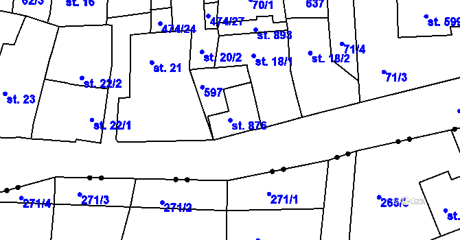 Parcela st. 876 v KÚ Dušníky u Rudné, Katastrální mapa